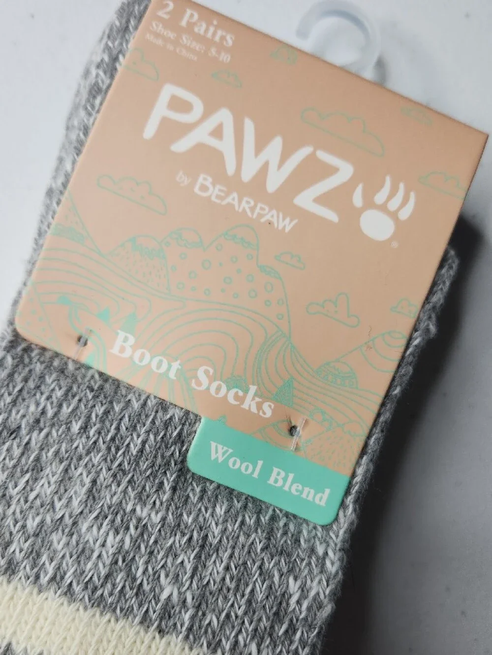 Women's Gray & Cream Wool Blend Boot Socks